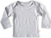 Little Label - baby shirt lange mouw - grey melee hearts - maat: 74 - bio-katoen
