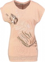 Garcia t-shirt tropic peach met versieringen Maat - XS