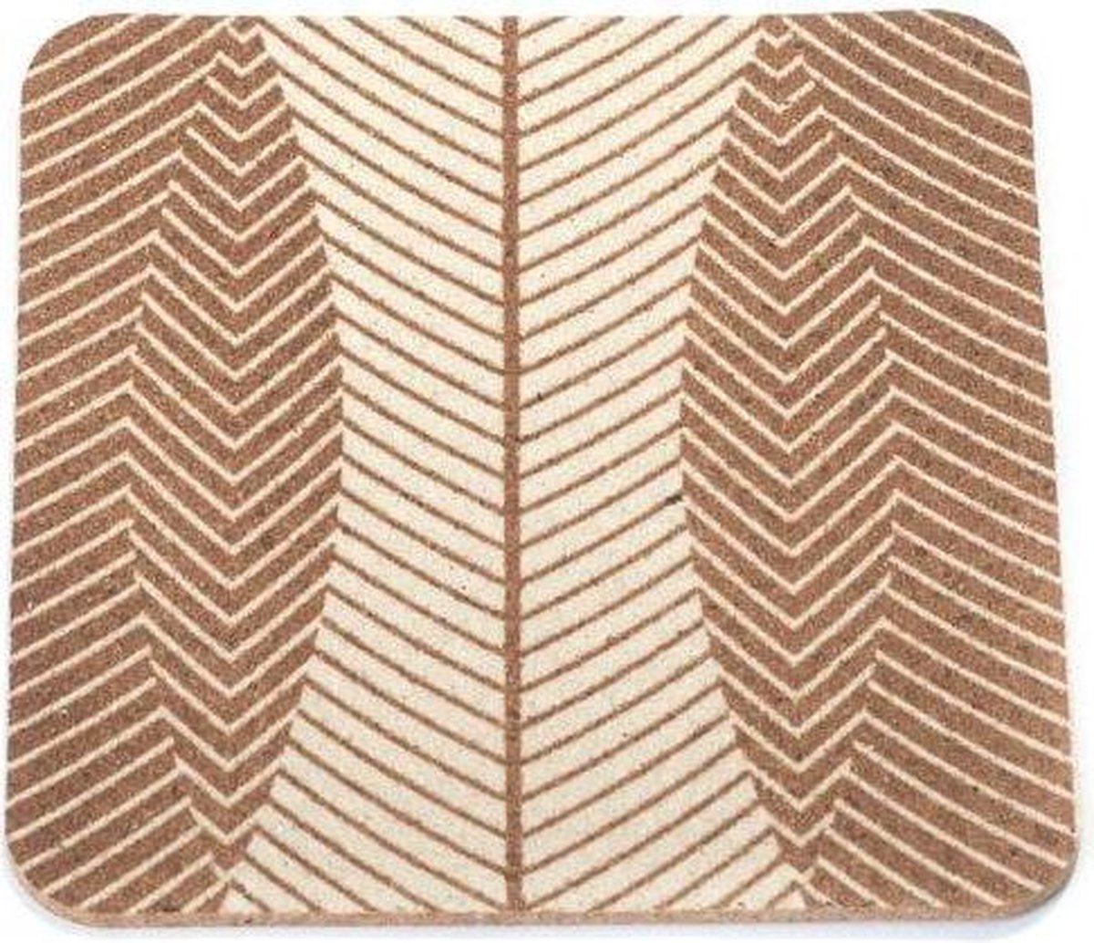 Amorim Cork Korko Home Summer Leaves Onderzetter - Kurk - 9,5 x 9,5 cm - Set van 4 stuks - Bruin