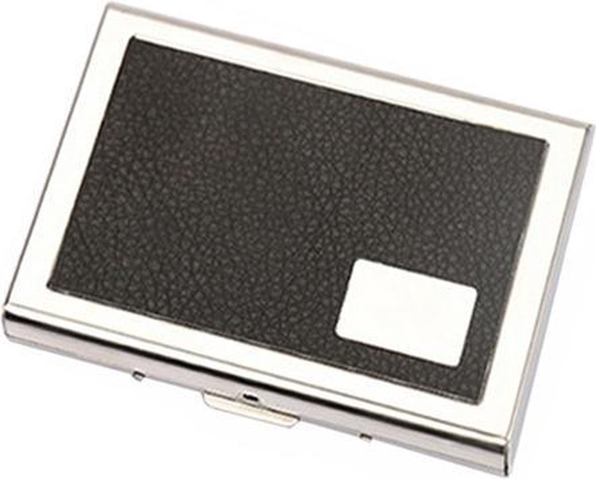 Pasjeshouder Creditcardhouder - Creditcard Case - Visitiekaarthouder - Pasjes Wallet - Portemonnee - Kaarthouder - Creditkaarthouder - Zilver met zwart (kunst)leder