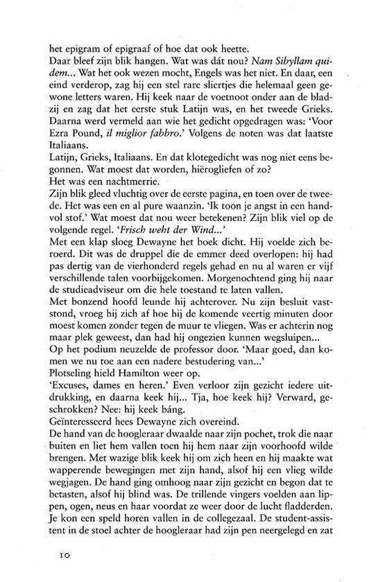 Tekstpagina 10 uit een boek, over de reactie van Dewayne op een gedicht.