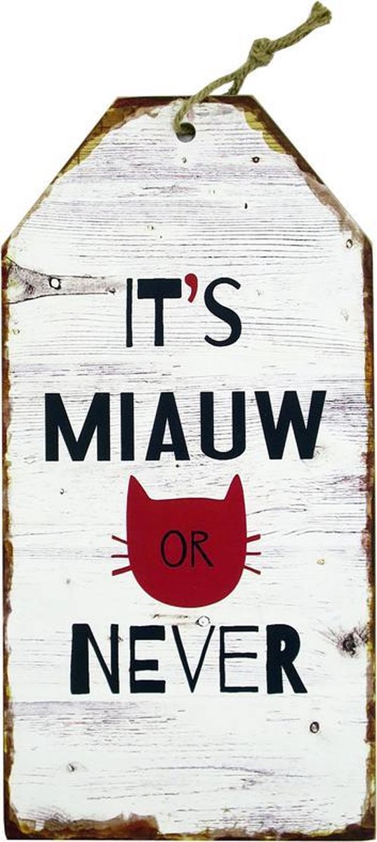 Lavandoux - Houten Tekstbord - 30x60 cm - Katten Wandbord