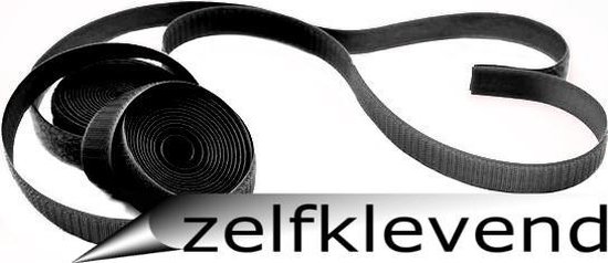 2 Rollen à 25mtr Zelfklevende Klittenband 20mm breed; zwart