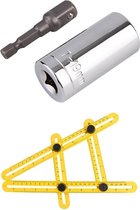 Gator Grip Dopsleutelset - 7mm tot 19mm in 1 Dopsleutel + Multi Angle Duimstok Kunststof | Multi-Hoek Lineaal Duimstok Meetlat | Klus Set voor Sinterklaas en kerst