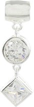 Quiges - 925 - Zilveren - Bedels -Sterling zilver - Beads - Zirkonia Hanger Kraal Charm - Geschikt – voor - alle bekende merken - Armband Z215