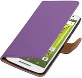 Bookstyle Wallet Case Hoesjes voor Moto X Play Paars