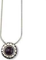 Silventi 932481103 - Zilveren Collier met Hanger - Paarse steen met fantasierand