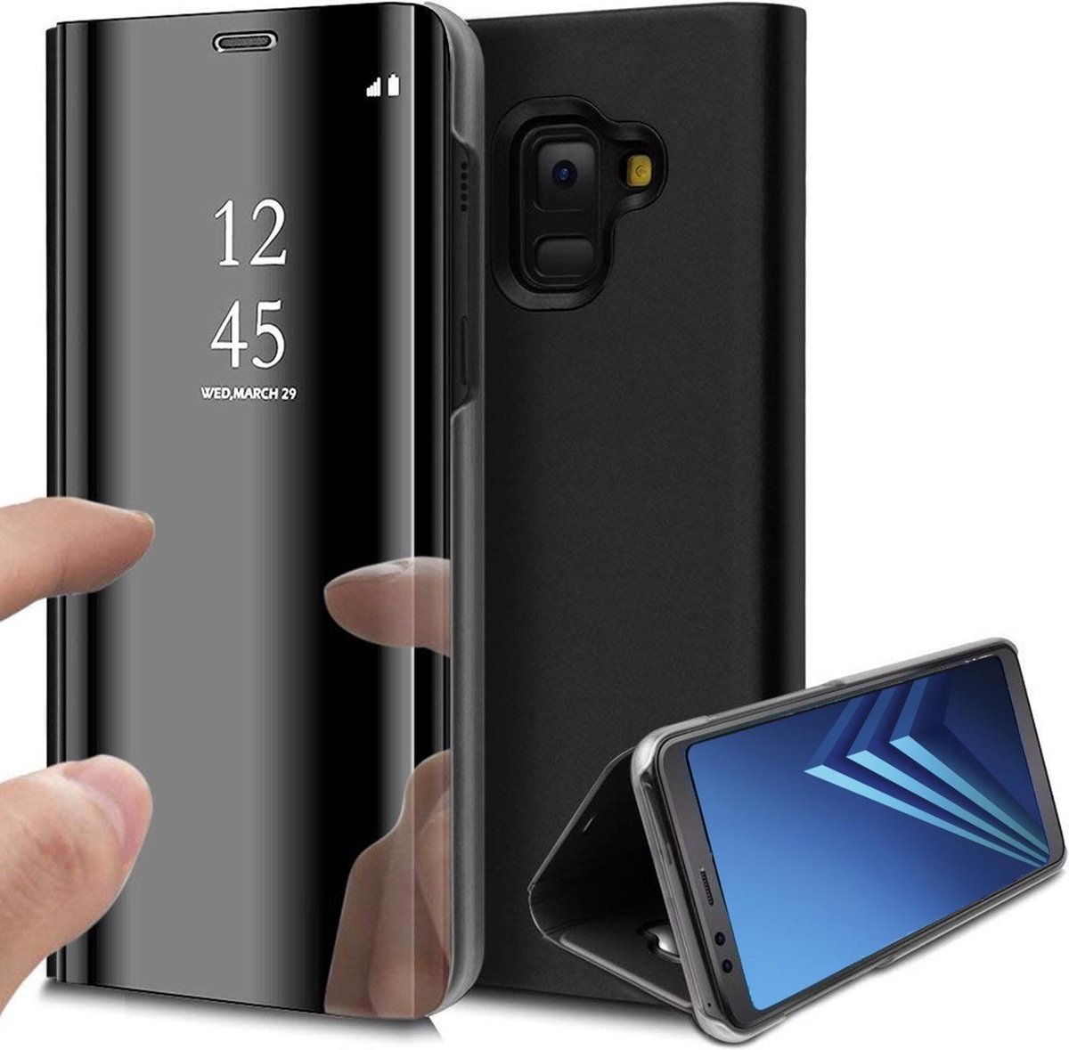 Hoesje geschikt voor Samsung Galaxy A8 2018 - Book Case Spiegel Zwart