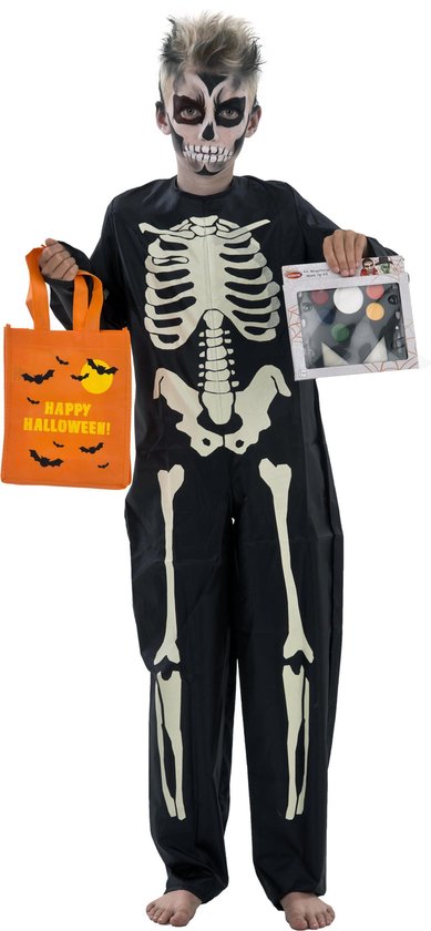 oog Gooi vereist BOTI Skelet Verkleedset (maat 110) – Jongens – Verkleedset voor Halloween  -... | bol.com