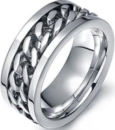 Schitterende Brede Zilver Kleurige Jasseron Ring | Herenring | Damesring | 17.50 mm. (maat 55)
