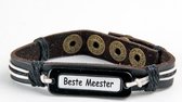 LKMN armband met naam leer zwart touw