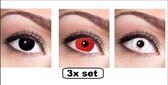 3x Halloween set lenzen assortie - Duivel heks bloodshot lenzen