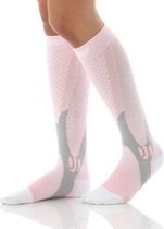 Sport compressie kousen/sportsokken (roze)