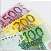 Vlag - 500, 200 en 100 euro biljet - 50x50 cm Foto op Polyester Vlag