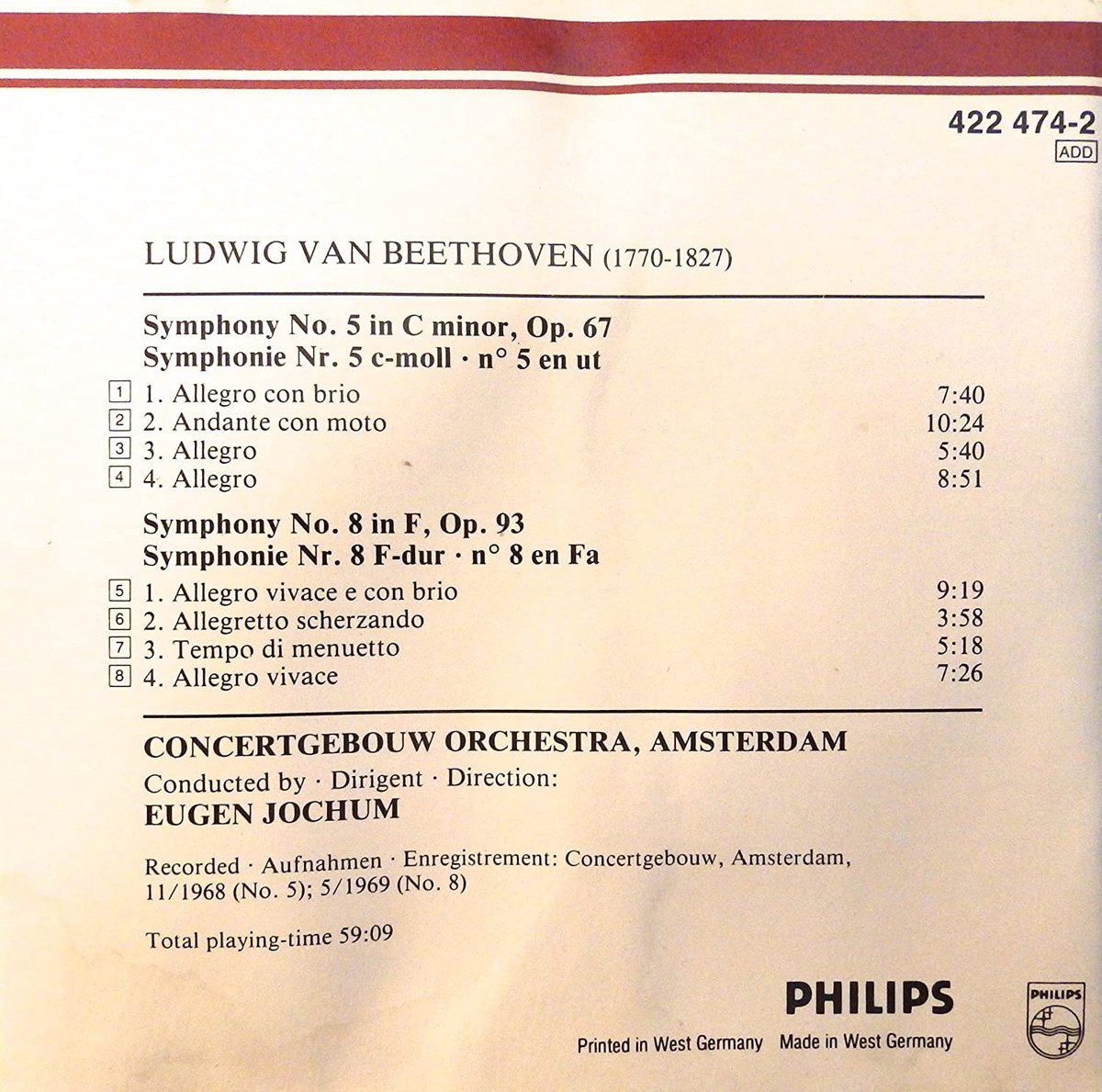Beethoven – Symphonies N° 5 & 8