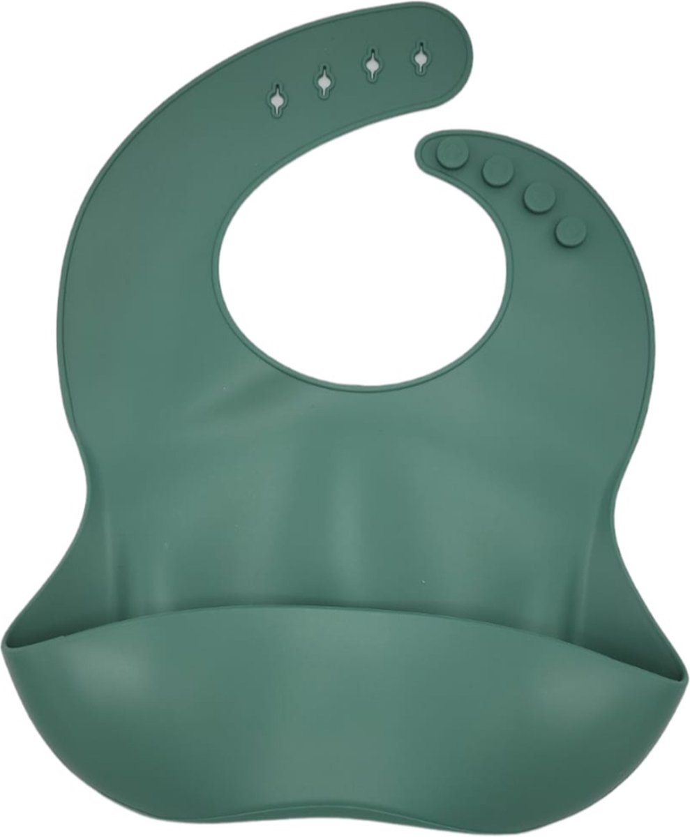 Goedkoopste Silicone slabbetje met opvangbak afwasbaar olie groen