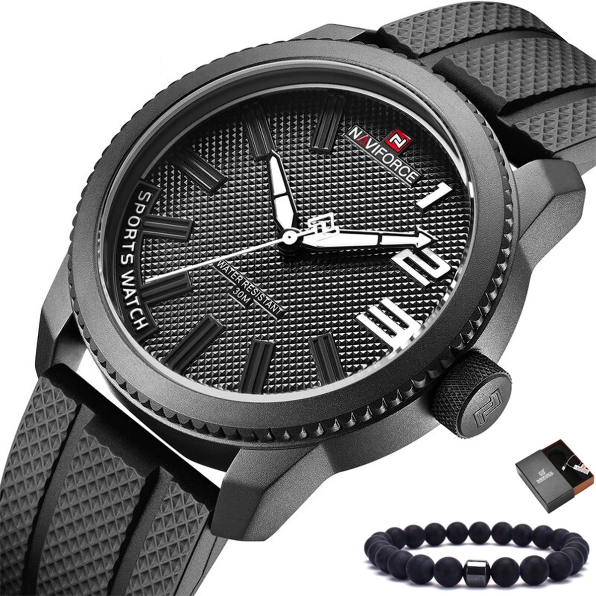Naviforce Horloge Heren Horloges voor Mannen Watch Herenhorloge - Incl. Armband & Horlogebox Geschenkdoos - Zwart
