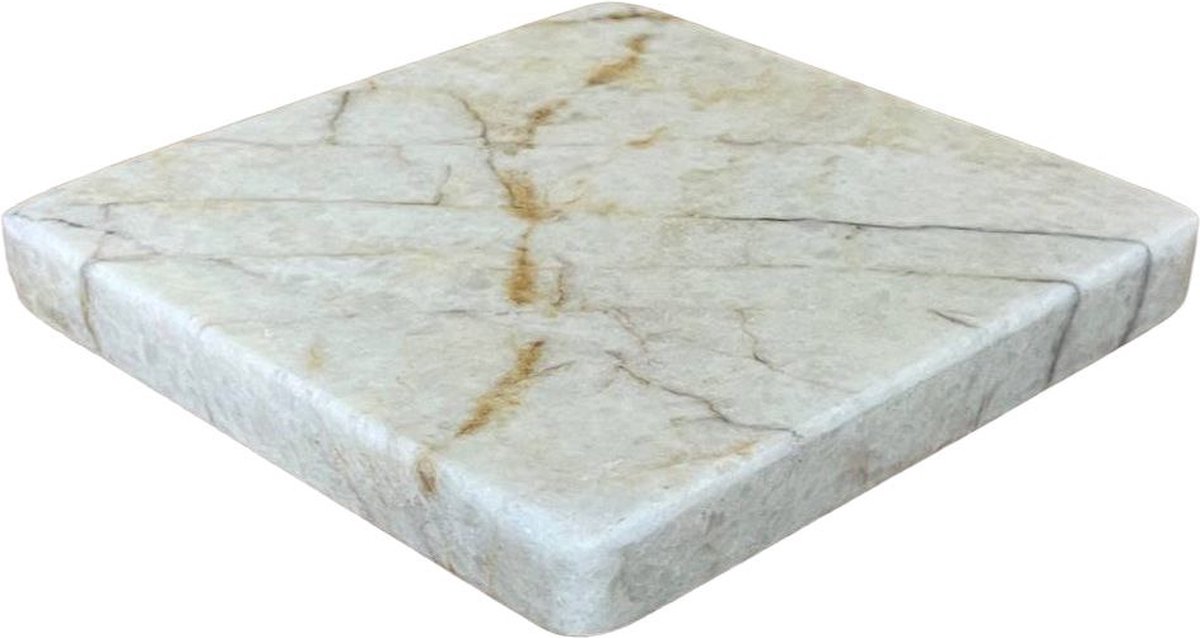 Wit Marmer Vierkante Seveerplank - Nattursteen Tray - Bord 15x15 cm - Dessertbord - Dienblad