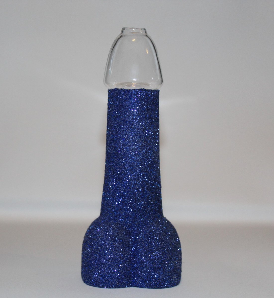 Piemel glas / penis shotglas - Glitter blauw - 150ml + GRATIS piemelrietje