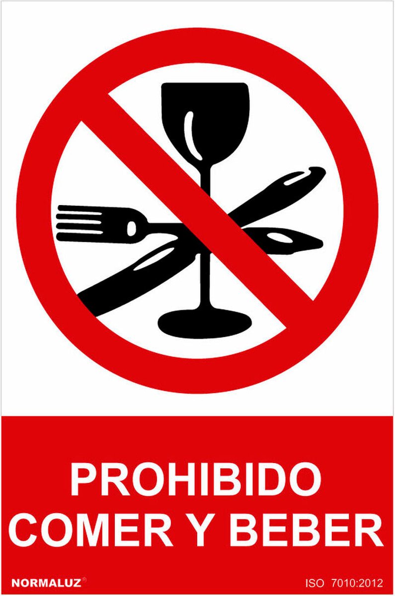 Bord Normaluz Prohibido comer y beber PVC (30 x 40 cm)