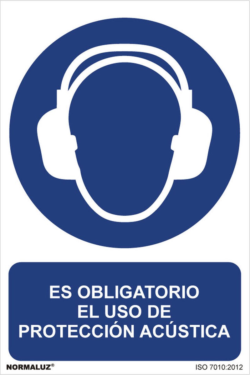 Bord Normaluz Paso obligatorio el uso de protección acústica PVC (30 x 40 cm)