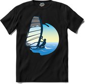 Windsurfer | Wind zeilen - Boot - Zeilboot - T-Shirt - Unisex - Zwart - Maat XXL