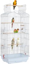 Cage à Oiseaux Volière à Oiseaux Cage à Oiseaux Maison à Oiseaux pour Perruches Perroquets 46 x 35,5 x 104,5 cm Blanc HM-YAHEE-591824