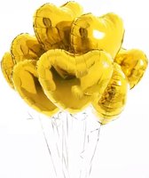 10 grote hartvormige folie ballonnen goud - valentijn - aanzoek - ballon - goud - folieballon - trouwen - liefde
