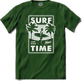 Surf Time | Surfen - Surf - Surfboard - T-Shirt - Unisex - Bottle Groen - Maat XL