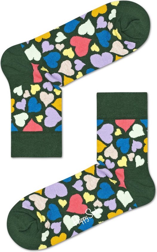 Happy Socks Heart Half Crew Sock - hoge unisex enkelsokken - Unisex - Maat: 41-46
