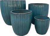 PTMD Aryle Blue ceramic pot ribbed round SV4