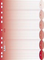 Brunnen - 6 Tabbladen A4 genummerd - 11-gaats perforatie - Halve cirkel rood