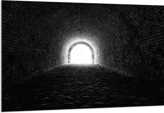 WallClassics - Acrylglas - Donkere Tunnel - 150x100 cm Foto op Acrylglas (Met Ophangsysteem)