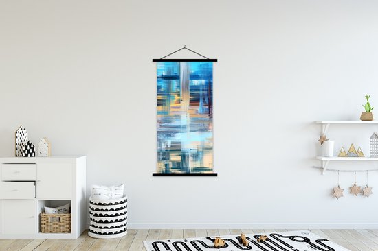 Porte-affiche avec affiche - Affiche scolaire - Peinture à l'huile - Abstrait - Peinture - 90x180 cm - Lattes noires