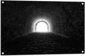 WallClassics - Tuinposter – Donkere Tunnel - 90x60 cm Foto op Tuinposter (wanddecoratie voor buiten en binnen)