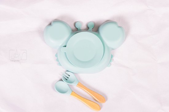 Done by Deer™ Coffret vaisselle bébé silicone bleu