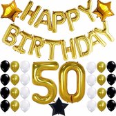 42-delige decoratie set Happy Birthday Set 50 jaar zwart goud wit - sarah - abraham - 50 - jubileum - verjaardag - happy birthday