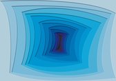 Fotobehang - Vlies Behang - Blauwe 3D Tunnel - Geometrisch - 416 x 290 cm