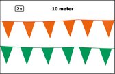 2x Vlaggenlijn groen en oranje 10 meter - vlaglijn festival feest party verjaardag thema feest