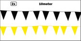 2x Vlaggenlijn zwart en geel 10 meter - vlaglijn festival feest party verjaardag thema feest