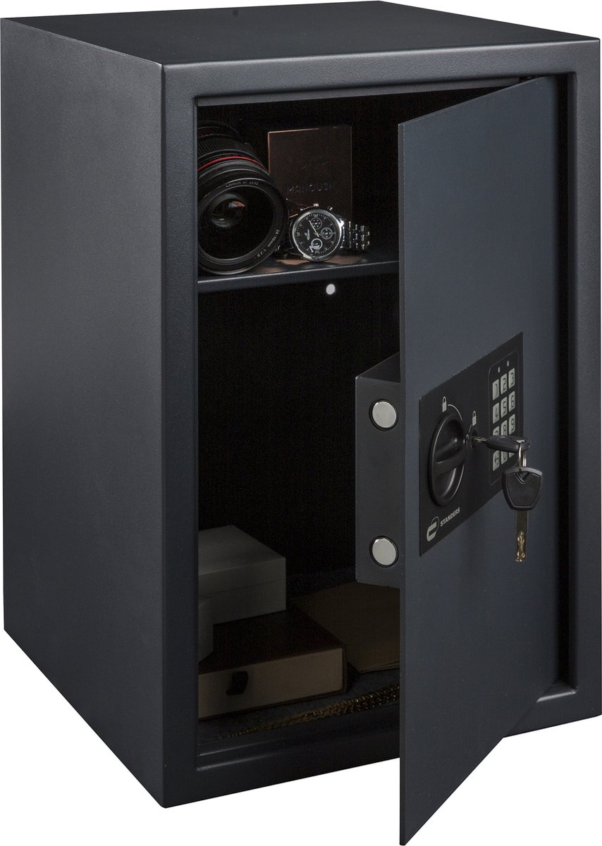 STANDERS - Elektronische kluis - 50L - 50 x 35 x 35 cm - Wandkluis - Codekluis - 2 veiligheidssleutels - Elektronische wachtwoordkluis