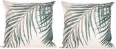 6x Bank/sier kussens voor binnen en buiten palm blad print 45 x 45 cm - Tuin/huis kussens