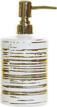 Distributeur de savon/distributeur de savon blanc à rayures dorées verre 450 ml - Distributeur de savon de salle de bain/cuisine