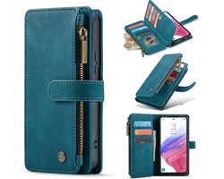 Casemania Hoesje Geschikt voor Samsung Galaxy A54 5G - Emerald Green - Luxe Portemonnee Book Case met Rits