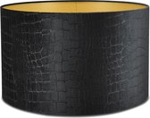 Abat-jour Cylindre - 50x50x30cm - Croco noir - intérieur doré
