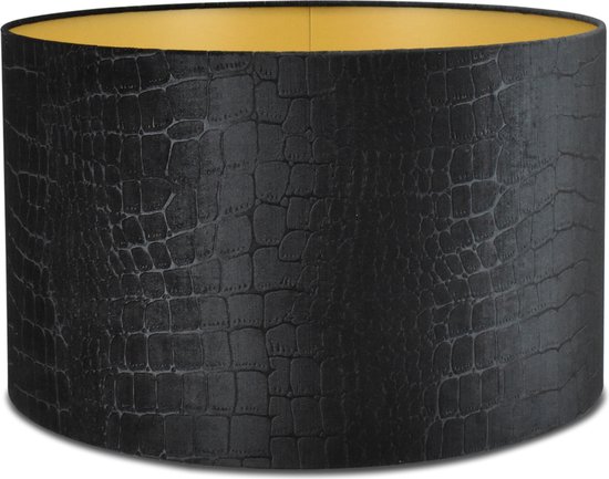 Lampenkap Cilinder - 50x50x30cm - Croco zwart - gouden binnenkant | bol.com
