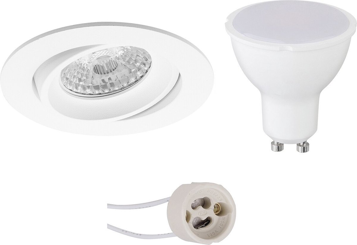 GU10 Inbouwspot Set - Mat Wit - Inbouw Rond - Kantelbaar - Proma Delton Pro - 4W - Warm Wit 3000K - Ø82mm