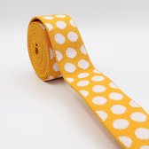 5 Meter Polka Dots / Stippenmotief TASSENBAND, Breedte 36MM, Kleur 166 GEEL