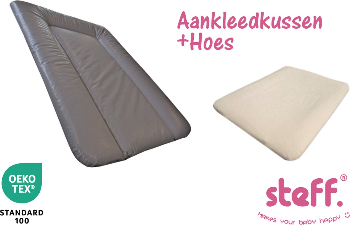 Goedkoopste Steff - set - aankleedkussen - bruin taupe - 50x70 cm aankleedkussenhoes ecru - OEKO-Tex standard 100