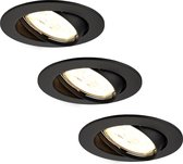 Ledvion Set van 3 LED Inbouwspots Amsterdam, Zwart, 5W, 2700K, 82mm, Dimbaar, Rond, Badkamer Inbouwspots, Plafondspots, Inbouwspot Frame